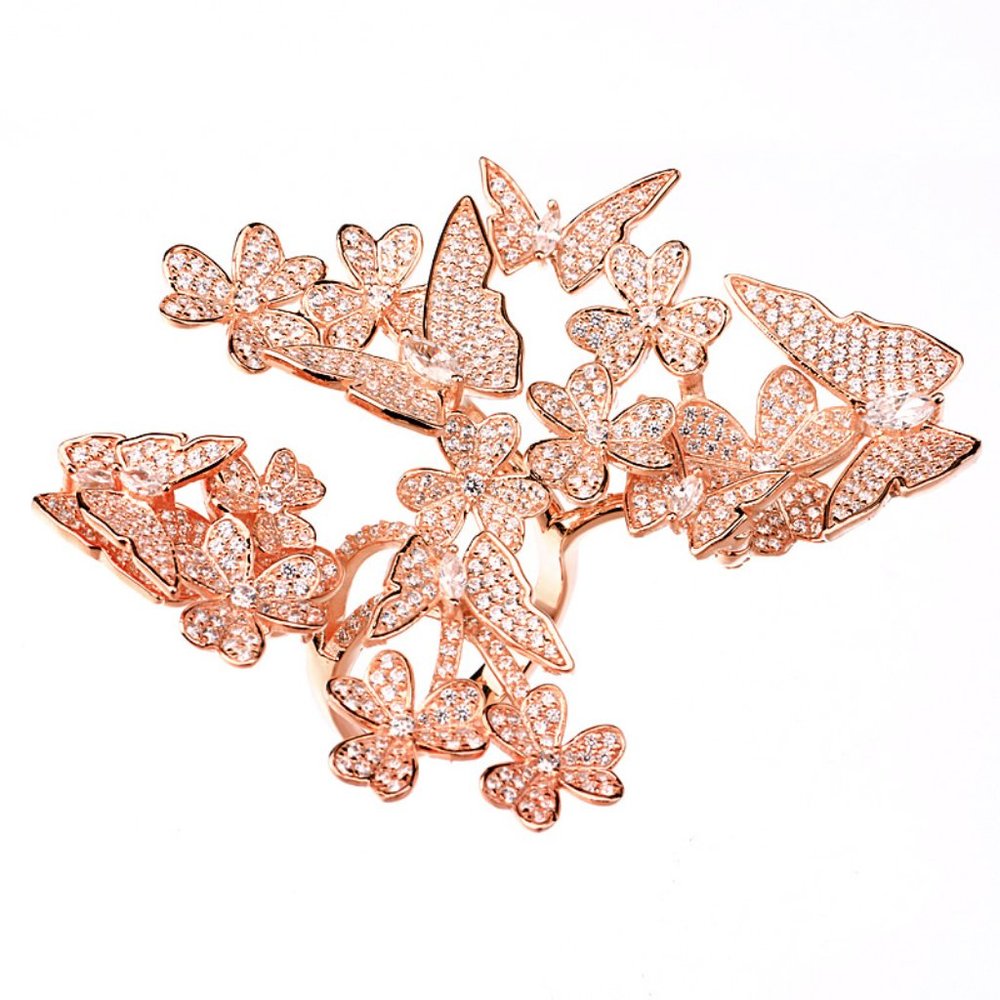 Sterling Silver Motion Rose Gold Butterfly Ring